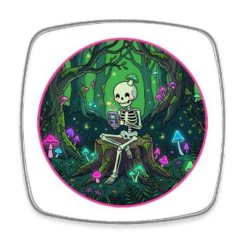 Forêt de champignons squelettes rétro gaming - Magnet carré - blanc - Devant