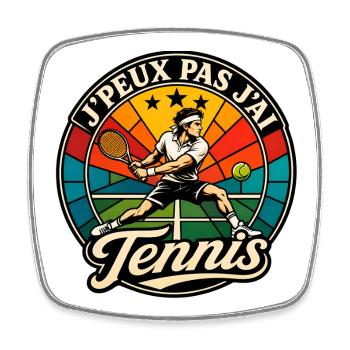 J'Peux Pas J'ai Tennis Humour Vintage - Magnet carré - blanc - Devant