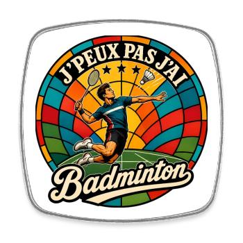 J'Peux Pas J'ai Badminton Vintage - Magnet carré - blanc - Devant