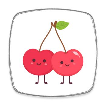 Duo cerises câlines - Magnet carré - blanc - Devant