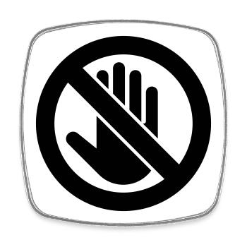 Vorsicht nicht berühren, Nicht anfassen Symbol - Viereckiger Kühlschrankmagnet - Weiß - Vorne