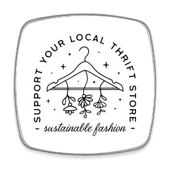 Sustainable fashion thrifting girl aesthetic - Square fridge magnet - white - Front