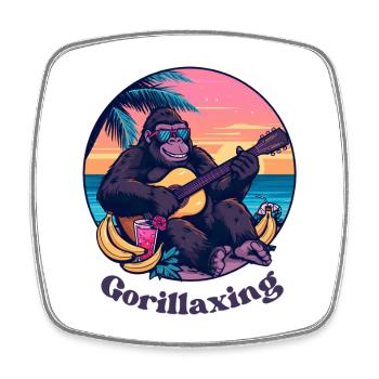 Gorillaxing Urlaub mit Gitarre und Cocktail  - Viereckiger Kühlschrankmagnet - Weiß - Vorne