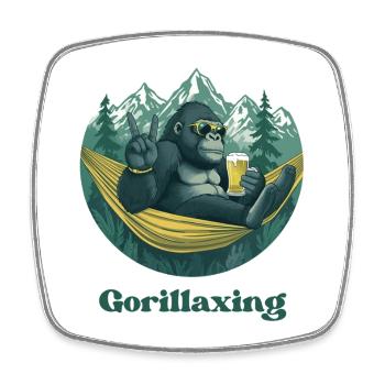 Hammock Chiller Gorilla (Hammock / Mountains) - Square fridge magnet - white - Front