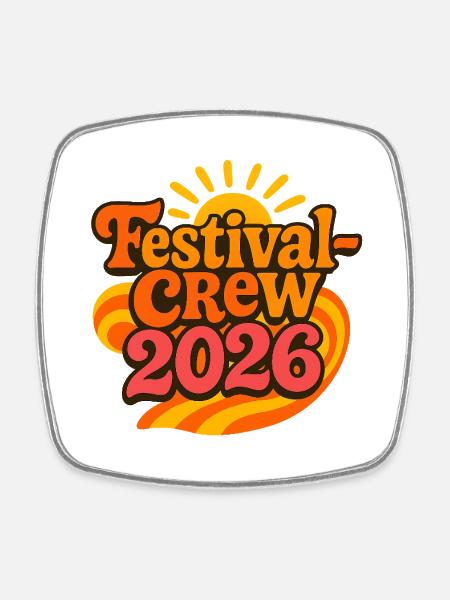 Festival Crew 2026 Retro Sunset - Square fridge magnet - white