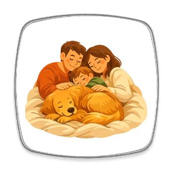 Golden Dog Family Retriever Dog Nature Love - Square fridge magnet - white - Front