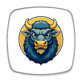 Logo clipart de personnage de personnage de dessin animé mascotte Bison Kawaii - Magnet carré - blanc - Devant