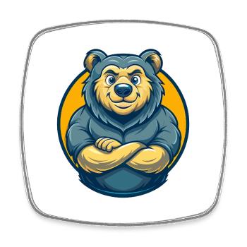 Bear Kawaii Mascot Cartoon Character Clipart Logo - Square fridge magnet - white - Front