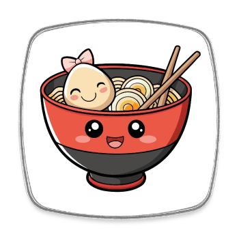Kawaii Ramen Bowl Sticker - Square fridge magnet - white - Front