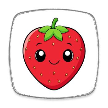 Kawaii Strawberry Smile - Square fridge magnet - white - Front