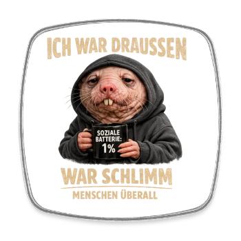 Nacktmull Introvertiert Menschen Überall Humor - Viereckiger Kühlschrankmagnet - Weiß - Vorne