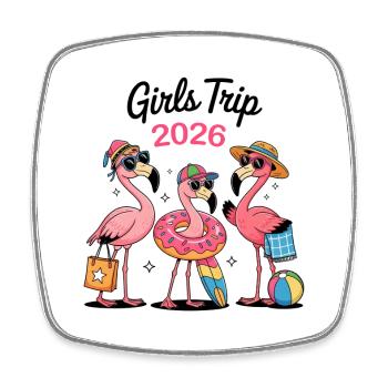 Voyage des filles 2026 Flamingos - Magnet carré - blanc - Devant