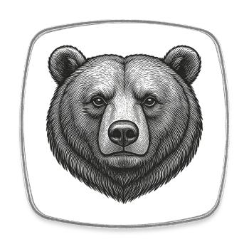 Illustration Grizzly de design graphique Bear - Magnet carré - blanc - Devant