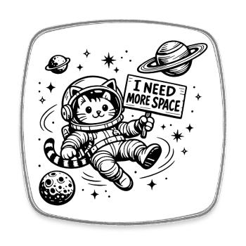 I need more freedom Cat in space - Square fridge magnet - white - Front