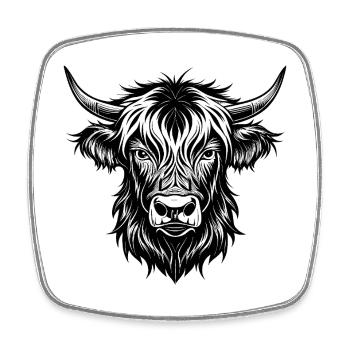 Vache des Highlands - Magnet carré - blanc - Devant