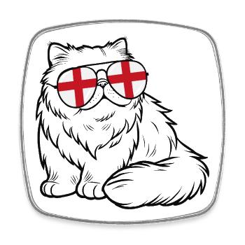 England-flagge Katze Sonnenbrille Cooler - Viereckiger Kühlschrankmagnet - Weiß - Vorne