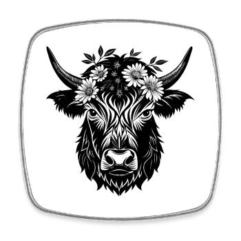 Vache des Highlands - Magnet carré - blanc - Devant