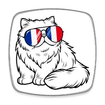  Frankreich-flaggen-katzen-sonnenbrille Cooler - Viereckiger Kühlschrankmagnet - Weiß - Vorne