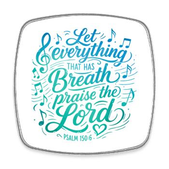 Psalm 150 - Bibelvers Lettering - Viereckiger Kühlschrankmagnet - Weiß - Vorne