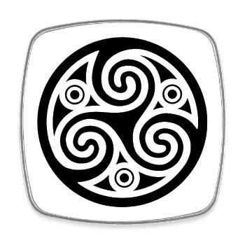 Keltischer Spiralkreis (Schwarz) - Viereckiger Kühlschrankmagnet - Weiß - Vorne