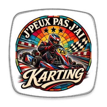 J'Peux Pas J'ai Karting Vintage - Magnet carré - blanc - Devant