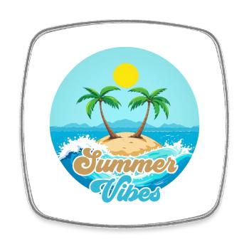 Summer Vibes Tropical Island - Square fridge magnet - white - Front