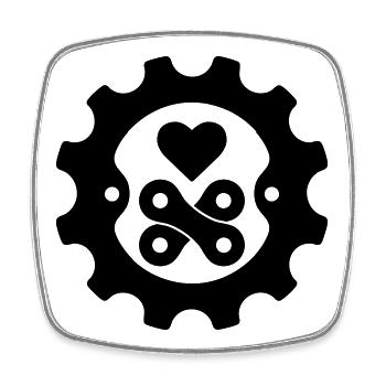 Bicycle Love Sprocket Chain Heart - Square fridge magnet - white - Front