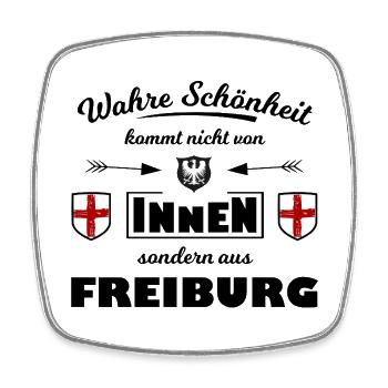 Freiburg Fans - Viereckiger Kühlschrankmagnet - Weiß - Vorne