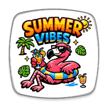 Sommer Vibes Flamingo Party - Viereckiger Kühlschrankmagnet - Weiß - Vorne