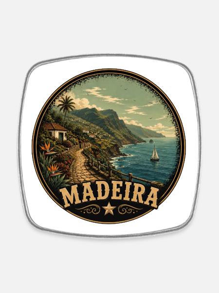 Madeira Portugal Urlaub Design - Viereckiger Kühlschrankmagnet - Weiß
