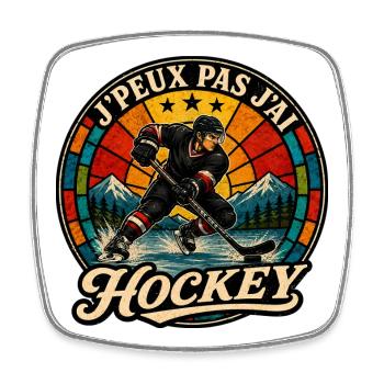 J'Peux Pas J'ai Hockey Cadeau Vintage - Magnet carré - blanc - Devant