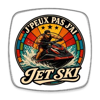 J'Peux Pas J'ai Jet Ski Cadeau Vintage - Magnet carré - blanc - Devant