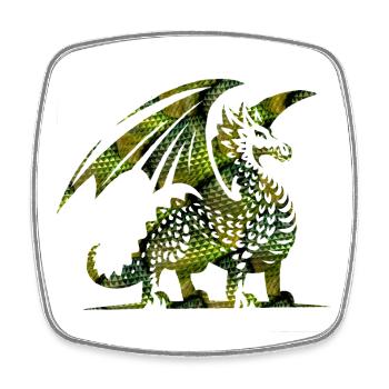 Grüner Drache - Viereckiger Kühlschrankmagnet - Weiß - Vorne