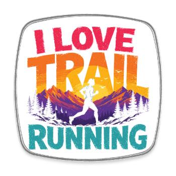 I Love Trail Running - Square fridge magnet - white - Front
