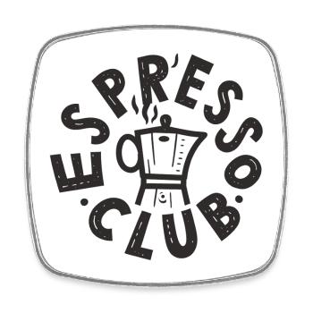 Espresso Club Moka Pot - Viereckiger Kühlschrankmagnet - Weiß - Vorne