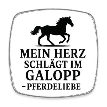 Galopp Herz – Pferdeliebe - Viereckiger Kühlschrankmagnet - Weiß - Vorne