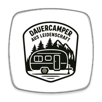 Dauercamper Leidenschaft Logo - Viereckiger Kühlschrankmagnet - Weiß - Vorne