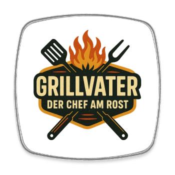 Grillvater – Der Chef am Rost - Viereckiger Kühlschrankmagnet - Weiß - Vorne