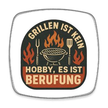 Grillen ist Berufung Patch - Viereckiger Kühlschrankmagnet - Weiß - Vorne
