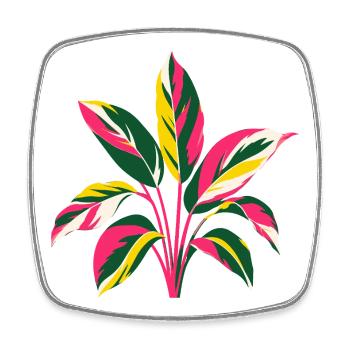 Colourful tropical plant | Botanical art motif - Square fridge magnet - white - Front