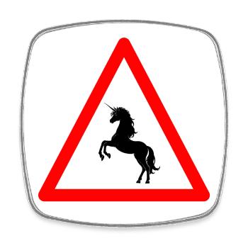 Attention aux licornes à venir - Magnet carré - blanc - Devant
