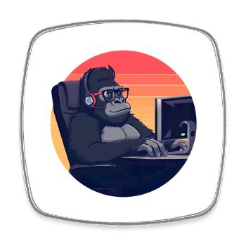 Back IT Nerd Gorilla PC Workplace - Magnet carré - blanc - Devant