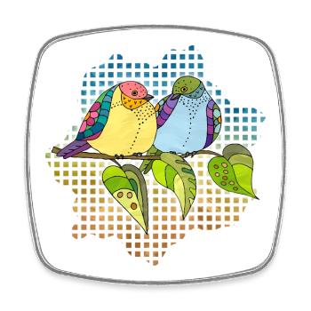 Oiseaux colorés - Magnet carré - blanc - Devant