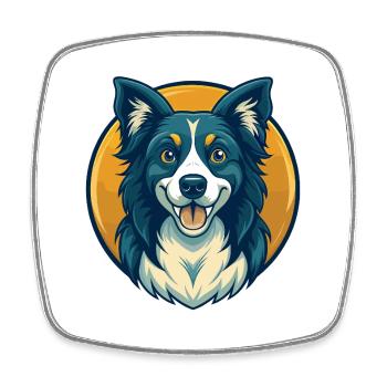 Clipart de dessin animé de mascotte de Border Collie Dog Kawaii - Magnet carré - blanc - Devant