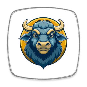 Buffalo Kawaii Maskottchen Cartoon Clipart Logo Abzeichen - Viereckiger Kühlschrankmagnet - Weiß - Vorne