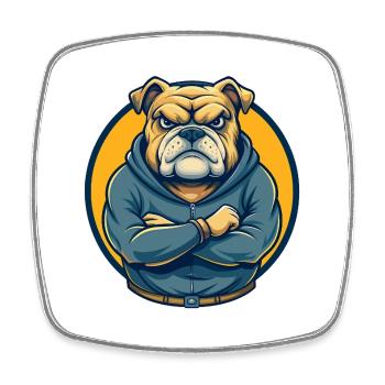 Bulldog Kawaii Maskottchen Cartoon Clipart Logo Abzeichen - Viereckiger Kühlschrankmagnet - Weiß - Vorne
