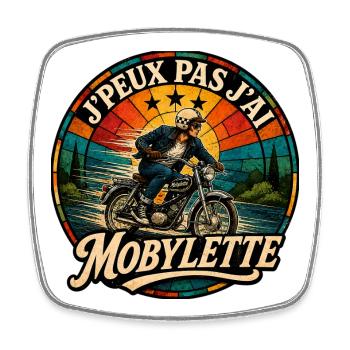 J'Peux Pas J'ai Mobylette Cadeau Vintage - Magnet carré - blanc - Devant