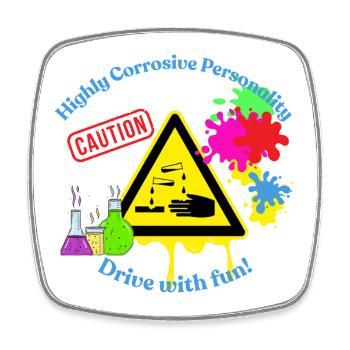 Personnalité hautement corrosive - Classe 8 - Magnet carré - blanc - Devant