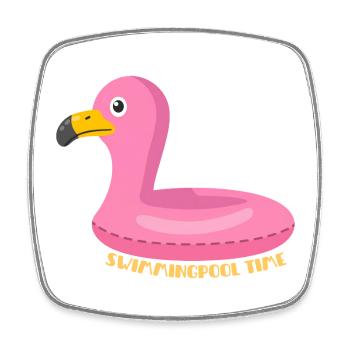 Flamingo Bouée Rose Piscine - Magnet carré - blanc - Devant