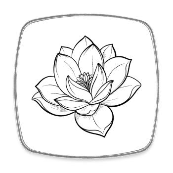 Magnolienblütenumriss - Viereckiger Kühlschrankmagnet - Weiß - Vorne